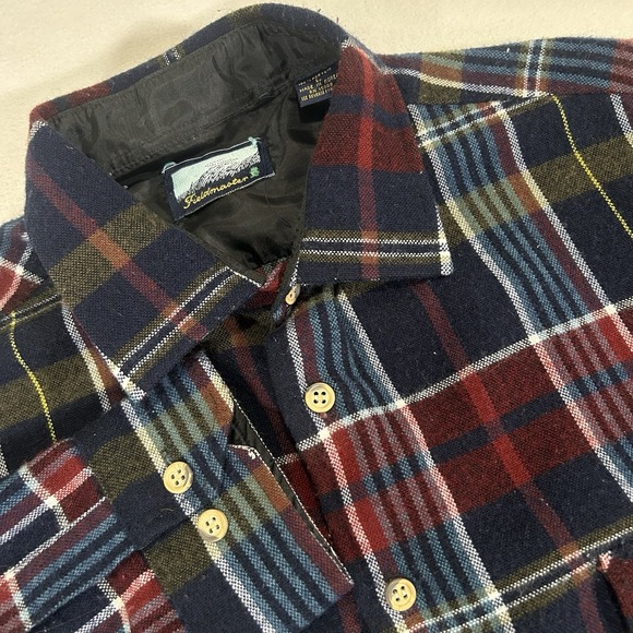 Vintage Fieldmaster Men's Large Blue Plaid Flannel Button‎ Up Long Sleeve Shirt - Picture 1 of 5